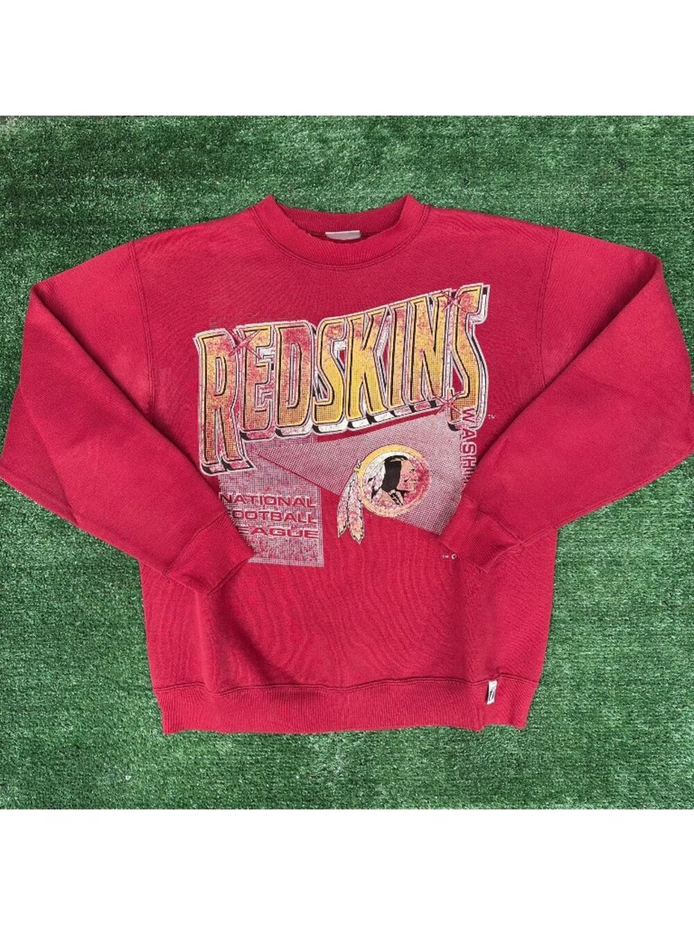Vintage 90s Washington Redskins Commanders Sweatshirt Maroon M Distressed NFL
